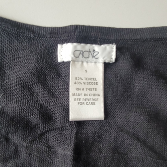 EUC Cache stretch knit Ruffled chevron black top size S - Picture 5 of 5